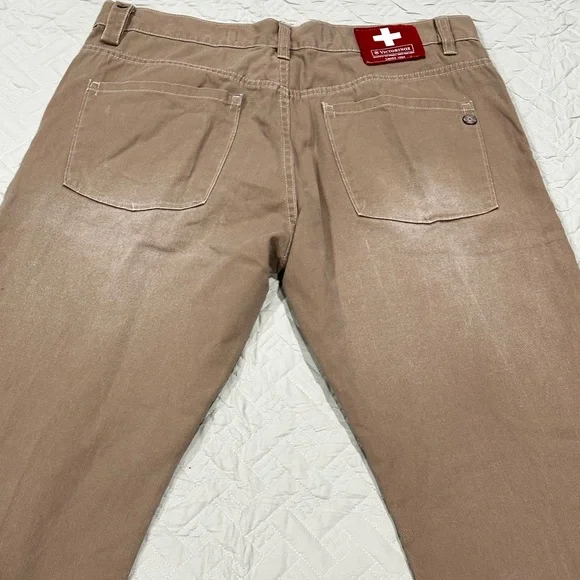 Victorinox Swiss Army Denim Boot Cut Pants Tan Khaki Mens Jeans Casual - Picture 4 of 8